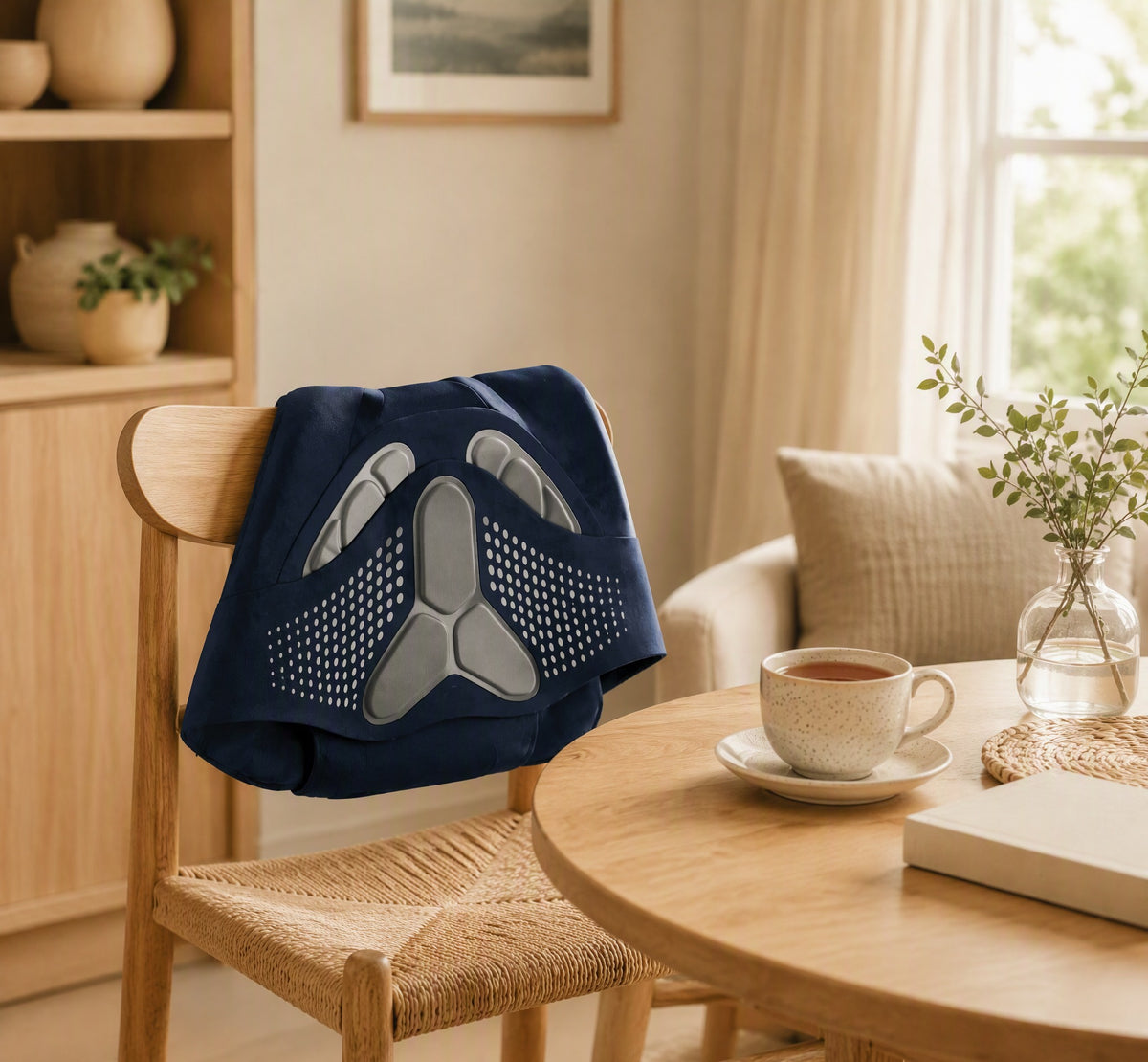 Lendesteun bandage met warmte — warme woonkamer, huisstijl SeniorSlim