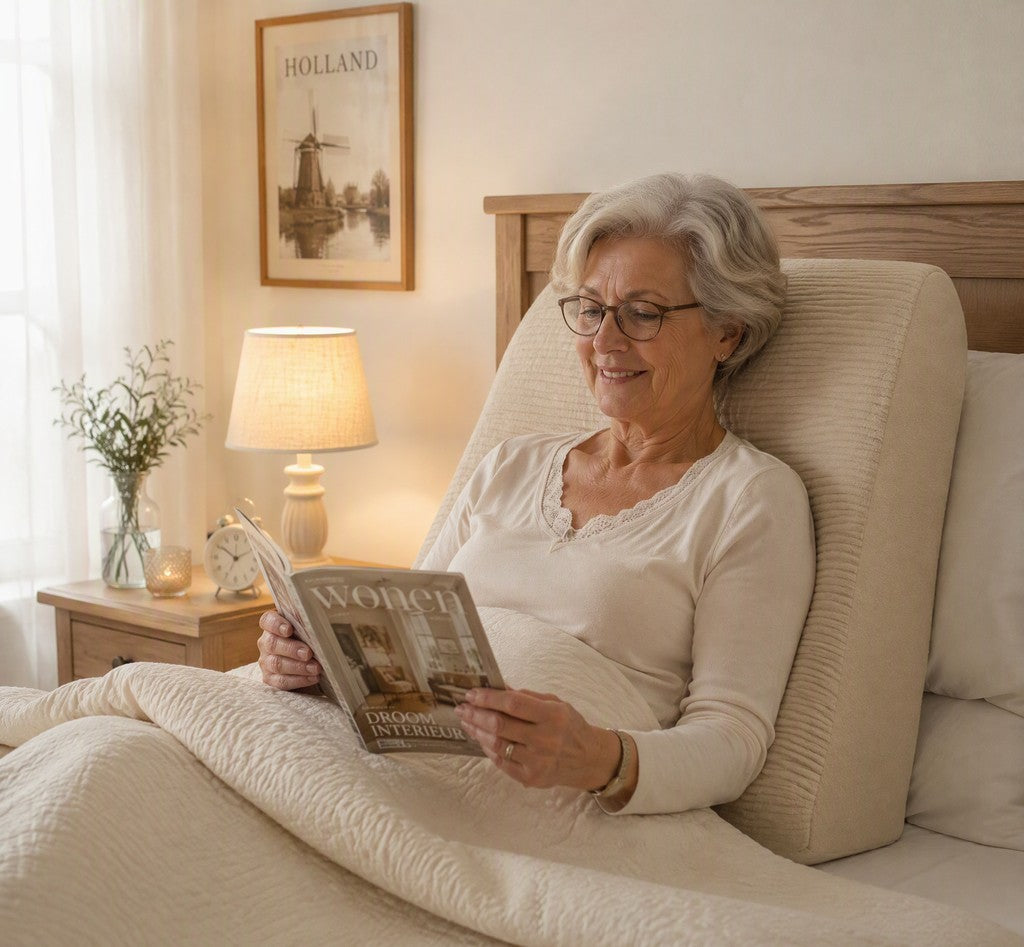Verstelbaar wigkussen van traagschuim — comfortabel lezen in bed